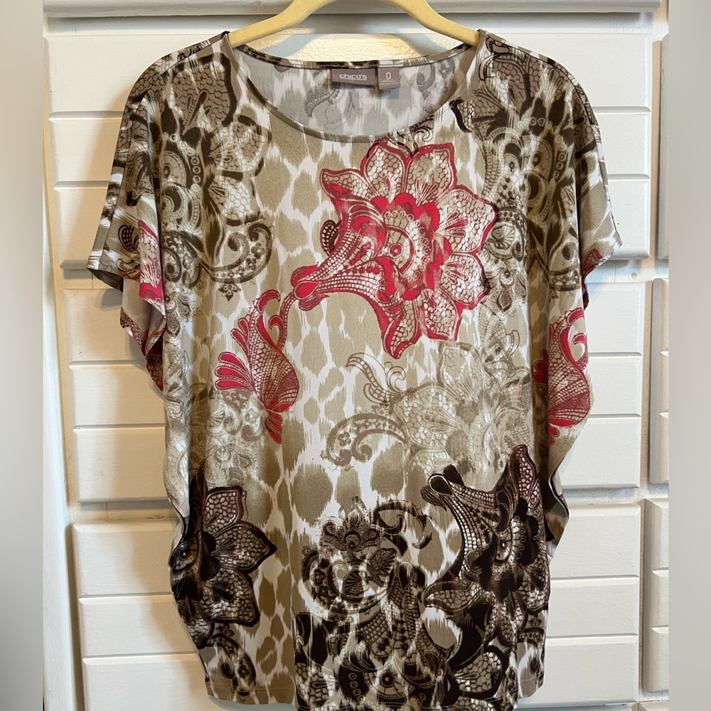 Chico’s brown and pink blouse